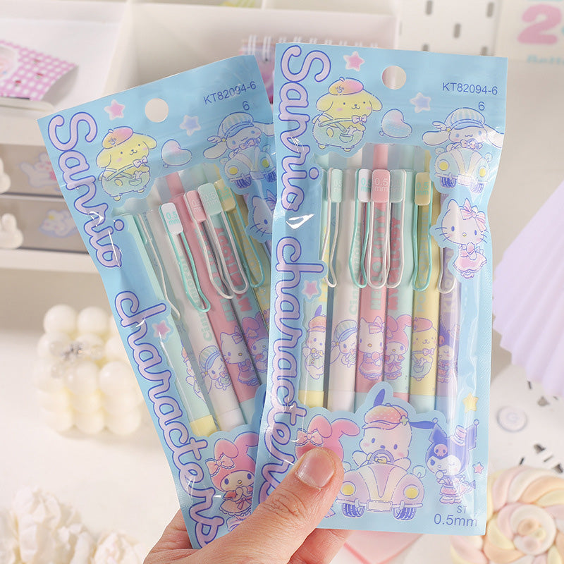 Sanrio Gel Pen - 0.5 mm - Black Ink - Set of 6