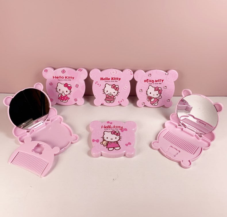 Mini Compact Comb & Mirror - Pink