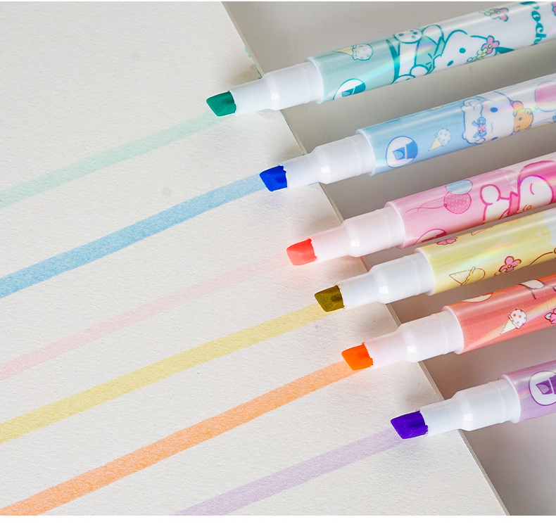 Sanrio Double-Sided Highlighter - 6 Colors Set