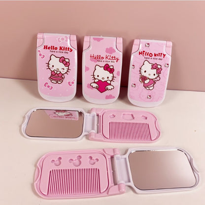 Mini Compact Comb & Mirror - Pink