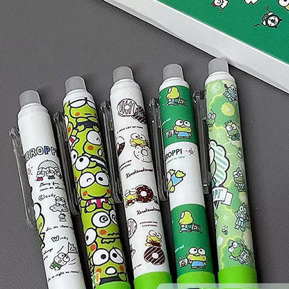 Kawaii  Erasable Gel Pen Set - Set of 5 - Blue Ink - 0.5 mm - Keroppi