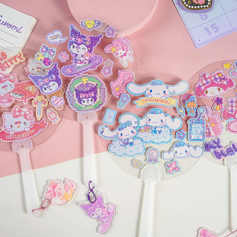 Handheld Portable Transparent Small Round Fan with Decorative Stickers ...
