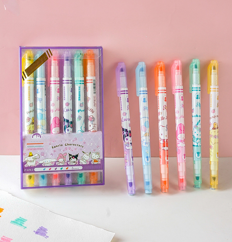 Sanrio Double-Sided Highlighter - 6 Colors Set
